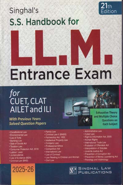 S S Handbook for LLM Entrance Exam for CUET CLAT AILET and ILI