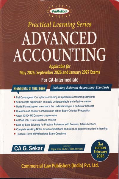 Practical Learning Series Advanced Accounting for CA Intermediate Applicable for May and September 2026 and Jan 2027 Exams
